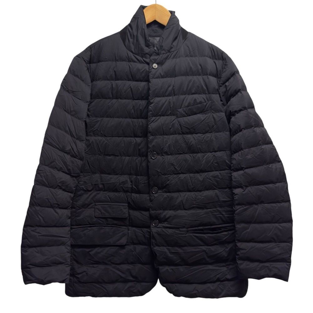 Polo Ralph Lauren Men's Size Large Black Bomber Down Puffer Jacket Leather Trim